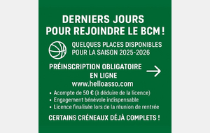 Rejoignez le BCM - dernières places !