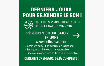 Rejoignez le BCM - dernières places !