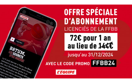 Infos FFBB - réduction sur abonnement l’EQUIPE